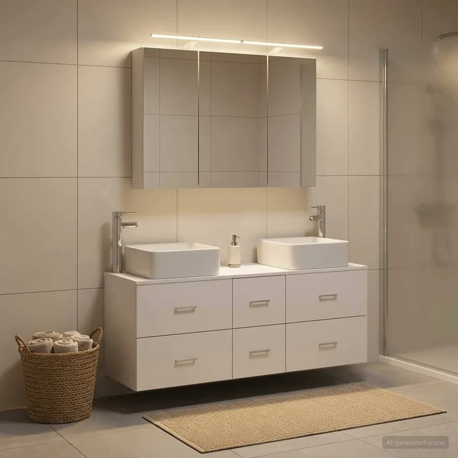 Ensemble de mobilier de salle de bain 4 pcs Blanc - 4