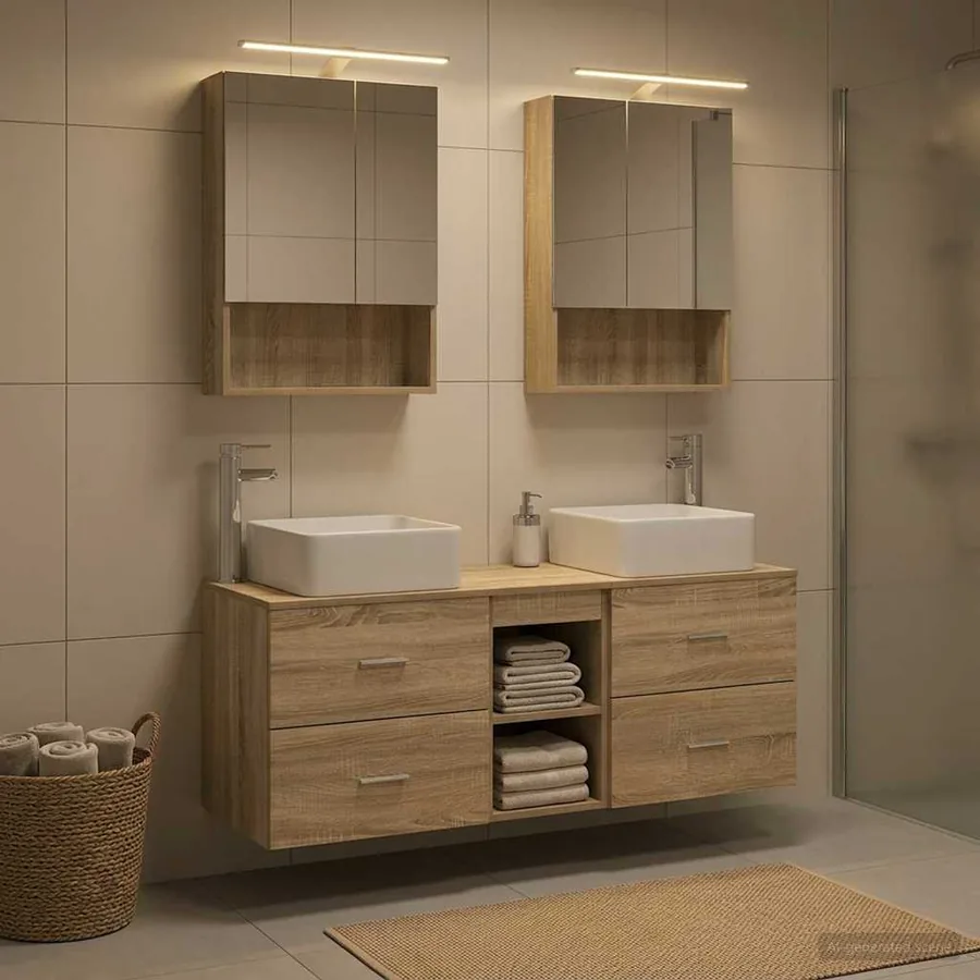 Ensemble de mobilier de salle de bain 5 pcs Chêne Sonoma