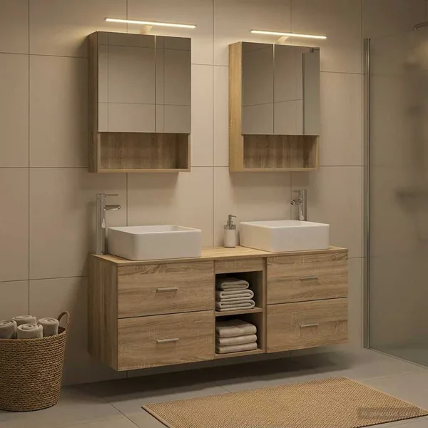 Ensemble de mobilier de salle de bain 5 pcs Chêne Sonoma