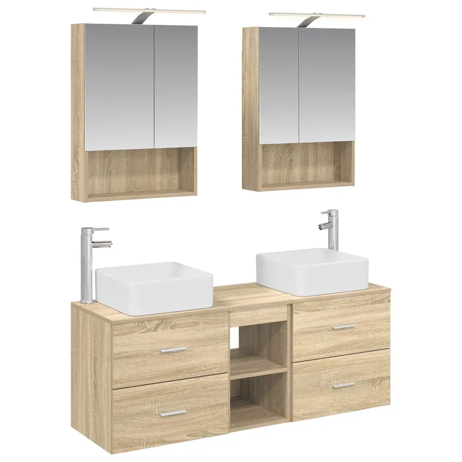 Ensemble de mobilier de salle de bain 5 pcs Chêne Sonoma - 2