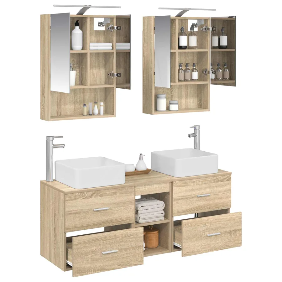 Ensemble de mobilier de salle de bain 5 pcs Chêne Sonoma - 3