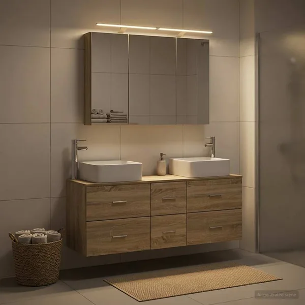 Ensemble de mobilier de salle de bain 4 pcs Chêne Sonoma
