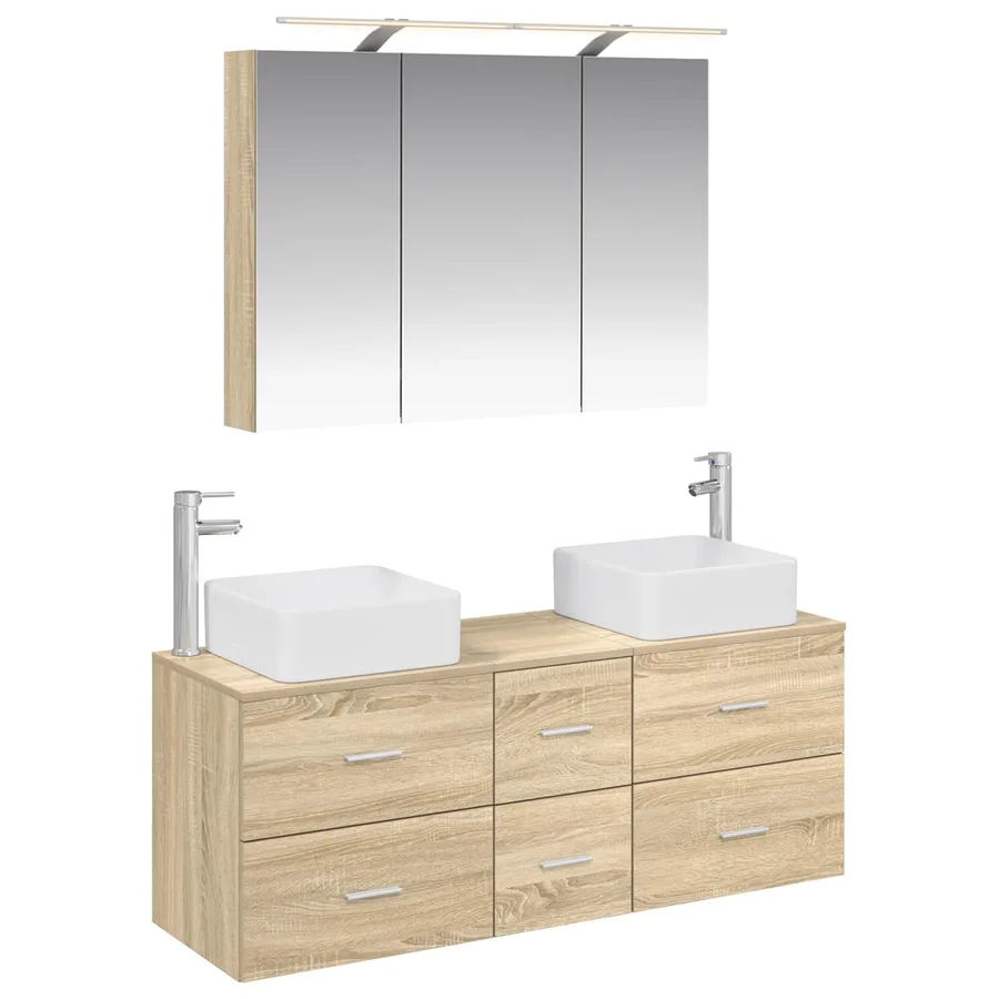 Ensemble de mobilier de salle de bain 4 pcs Chêne Sonoma - 2