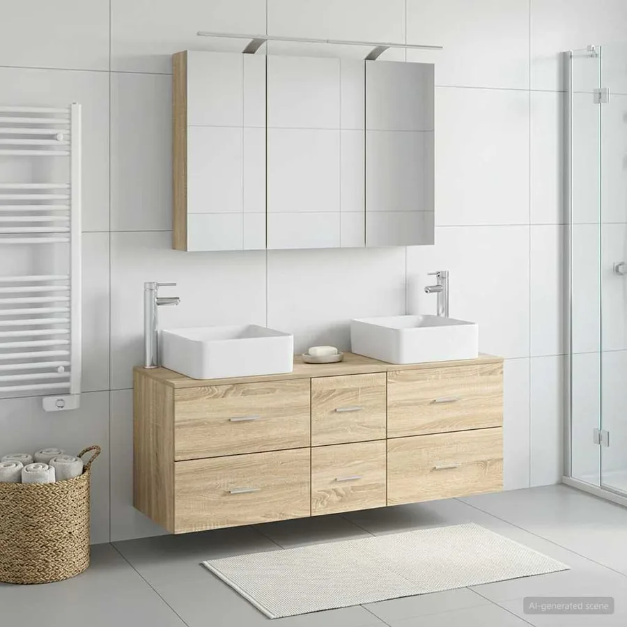 Ensemble de mobilier de salle de bain 4 pcs Chêne Sonoma - 4