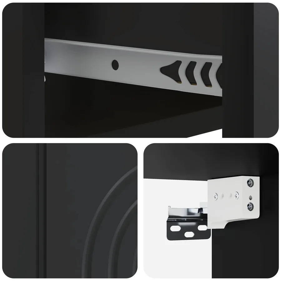 Cabinet de chevet mural 2 pcs Noir 33 x 34,5 x 20 cm - 8