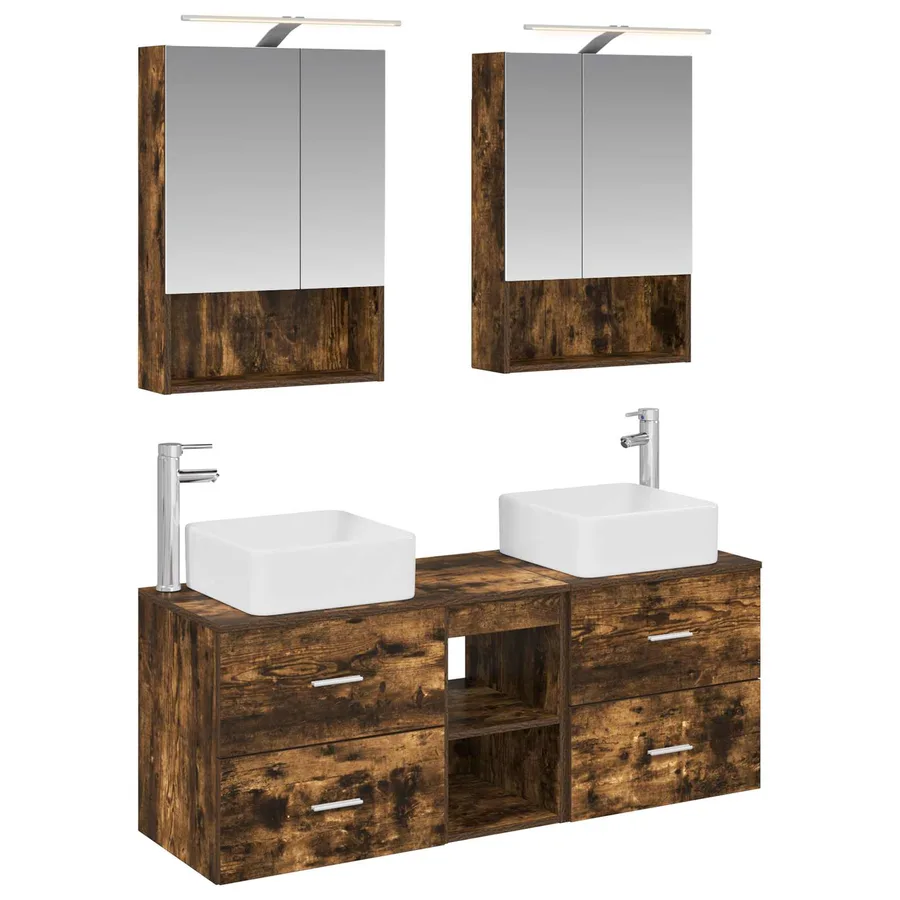 Ensemble de mobilier de salle de bain 5 pcs Chêne fumé - 2