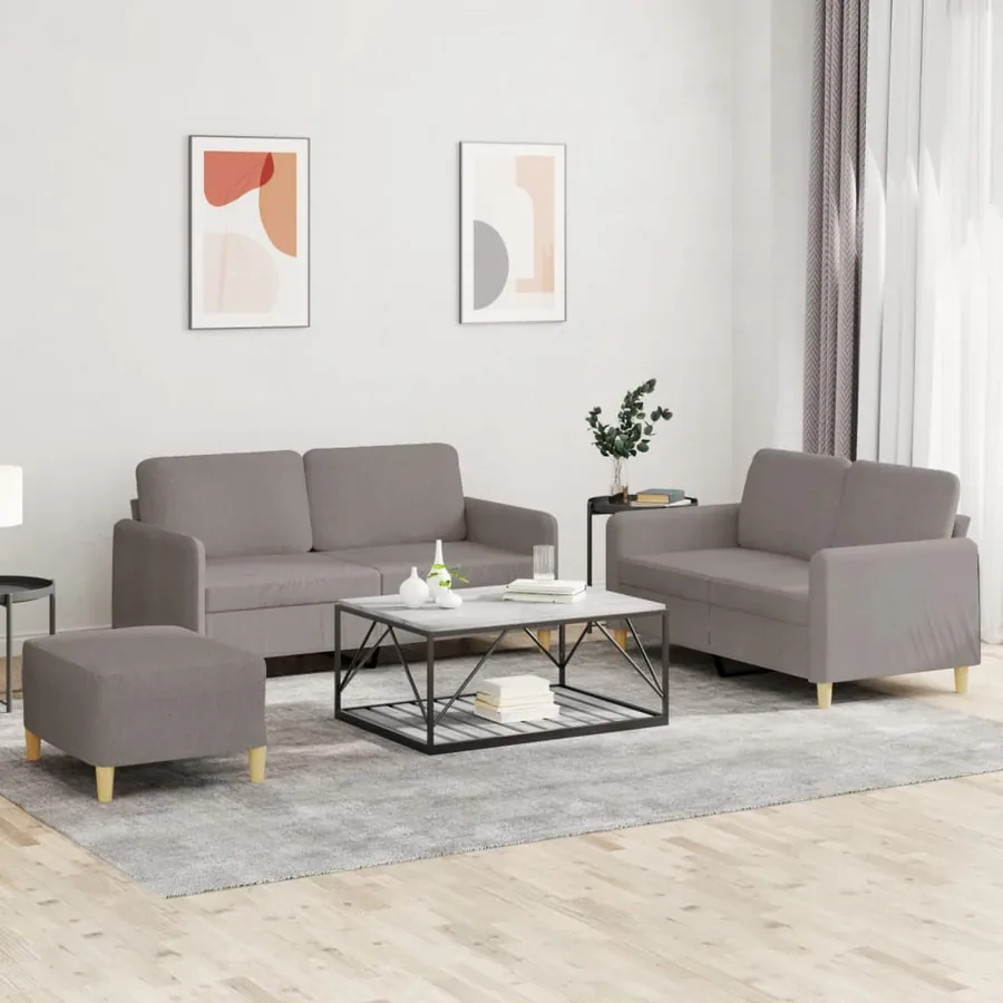 Ensemble de canapés 3 pcs avec coussins Taupe Tissu