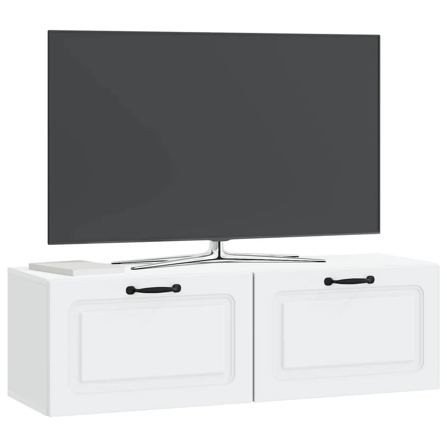 Meuble TV mural Blanc 98 x 31 x 30 cm Bois d'ingénierie - 3