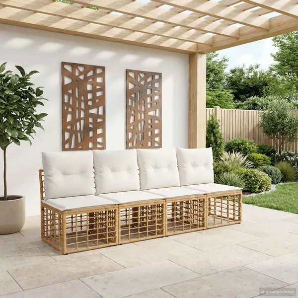 Canapé de jardin 4 places sans accoudoir 4 pcs