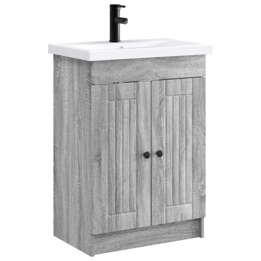 Ensemble de mobilier de salle de bain Sonoma gris - 2