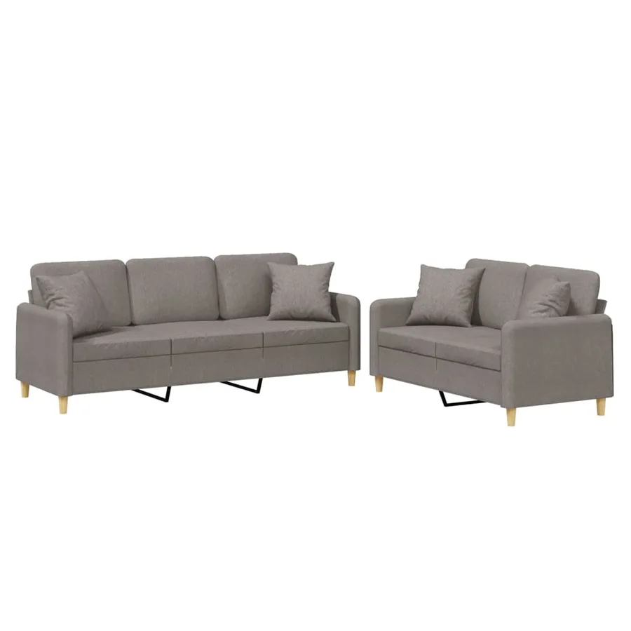 Ensemble de canapés 2 pcs avec coussins taupe tissu - 2