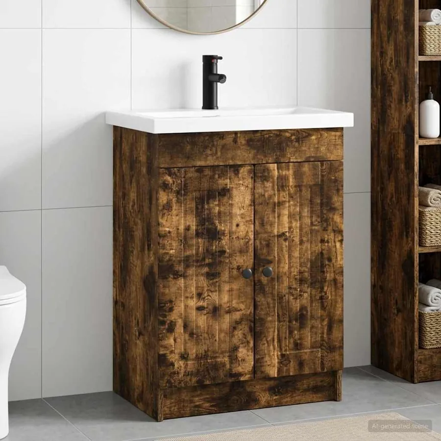 Ensemble de mobilier de salle de bain Chêne fumé