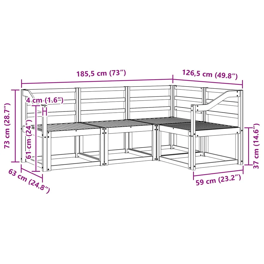Ensemble de canapés d'extérieur 4 pcs Naturel - 7