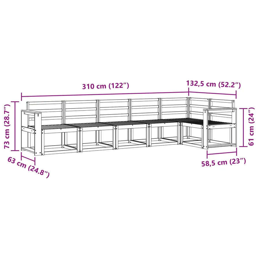 Ensemble de canapés d'extérieur 6 pcs Naturel - 8