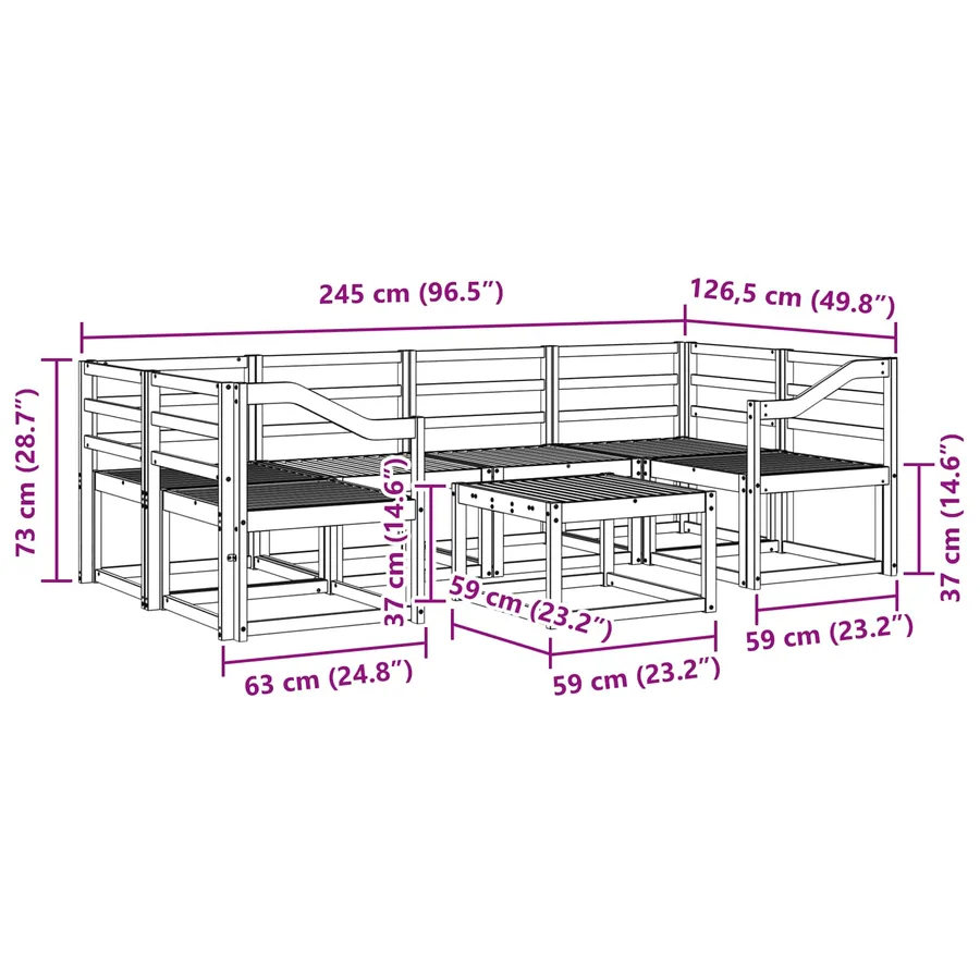 Ensemble de canapés d'extérieur 7 pcs Naturel - 8