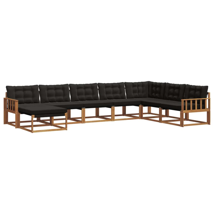 Ensemble de canapés d'extérieur 8 pcs Naturel et Noir - 2