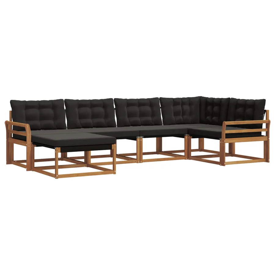 Ensemble de canapés d'extérieur 6 pcs Naturel et Noir - 2