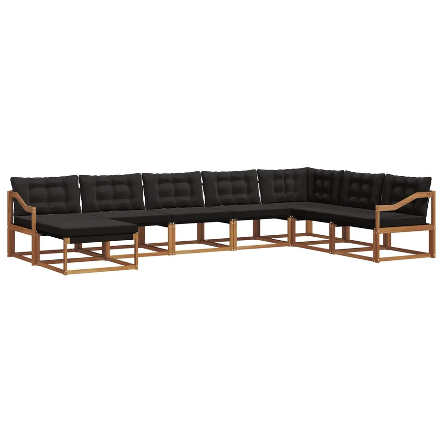 Ensemble de canapés d'extérieur 8 pcs Naturel et Noir - 2