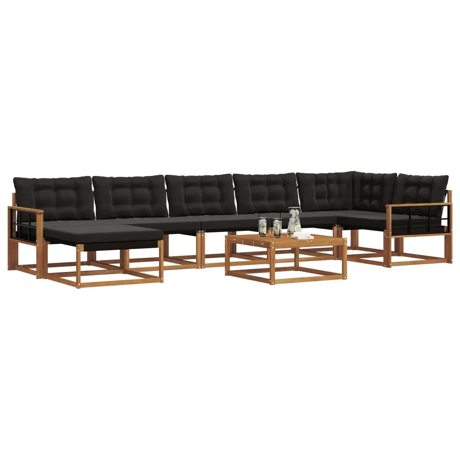 Ensemble de canapés d'extérieur 22 pcs Naturel et Noir - 3