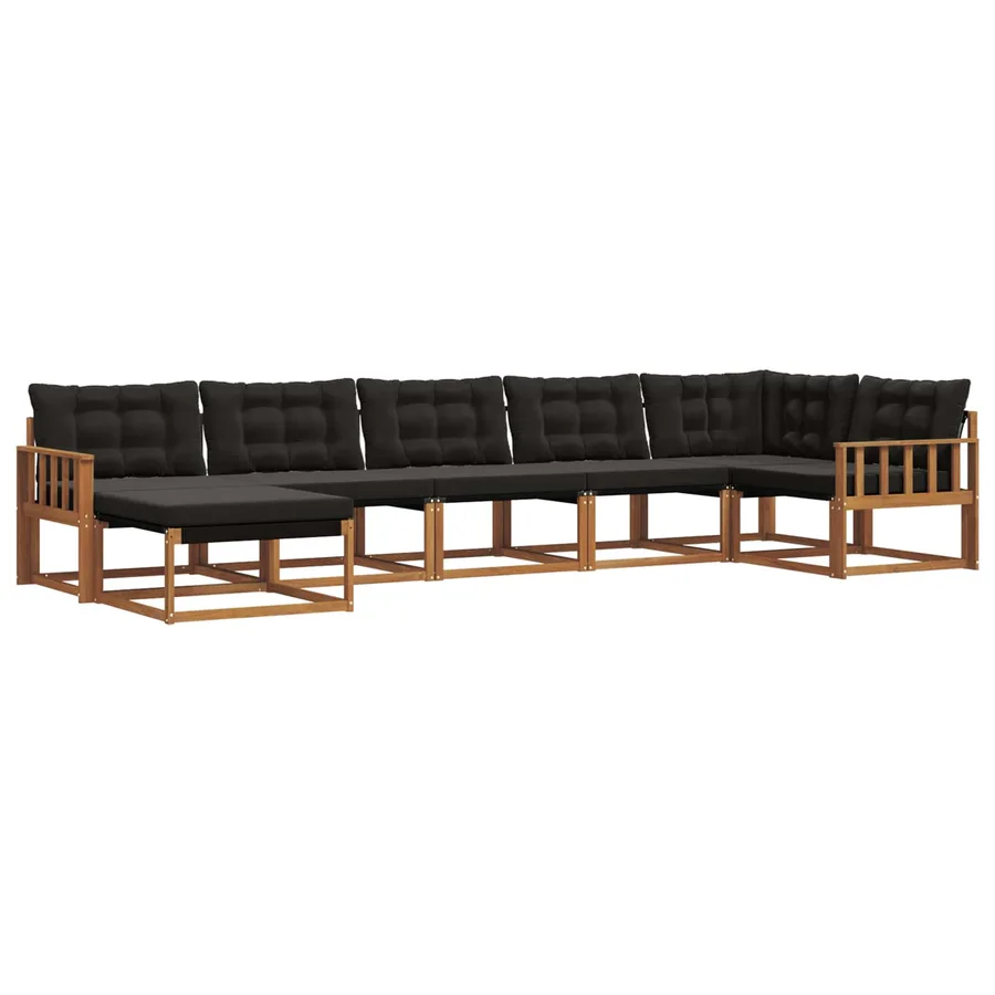 Ensemble de canapés d'extérieur 7 pcs Naturel et Noir - 2