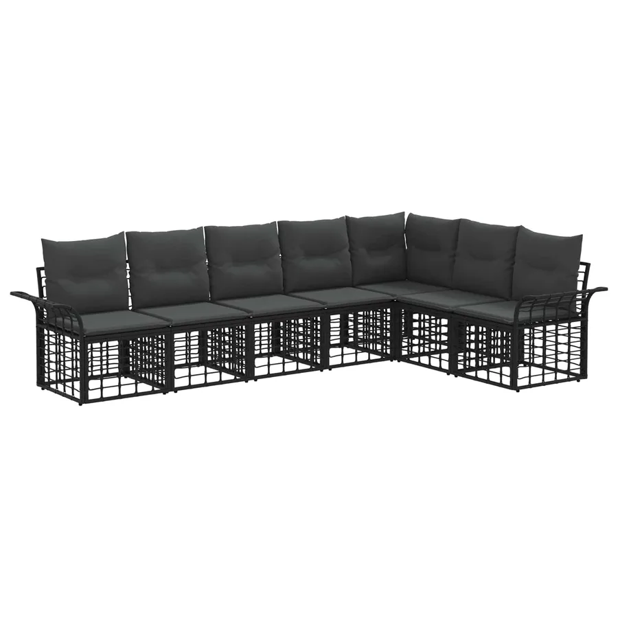Ensemble de canapés d'extérieur 7 pcs Noir et Gris foncé - 2