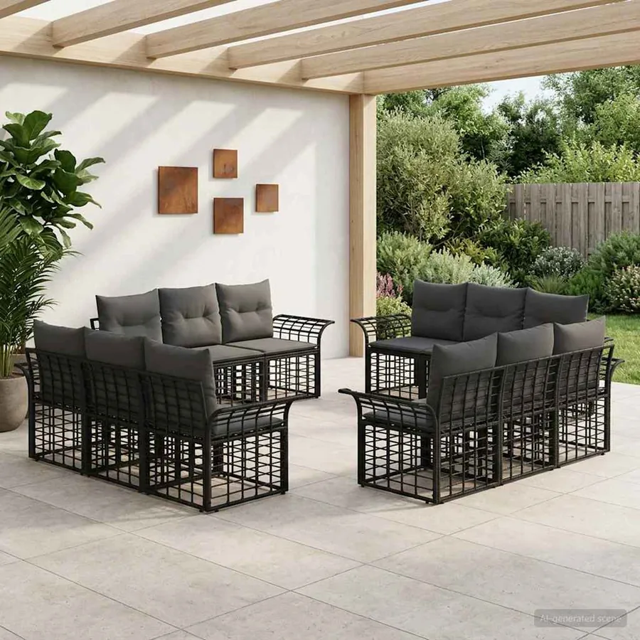 Ensemble de canapés d'extérieur 12 pcs Noir et Gris foncé