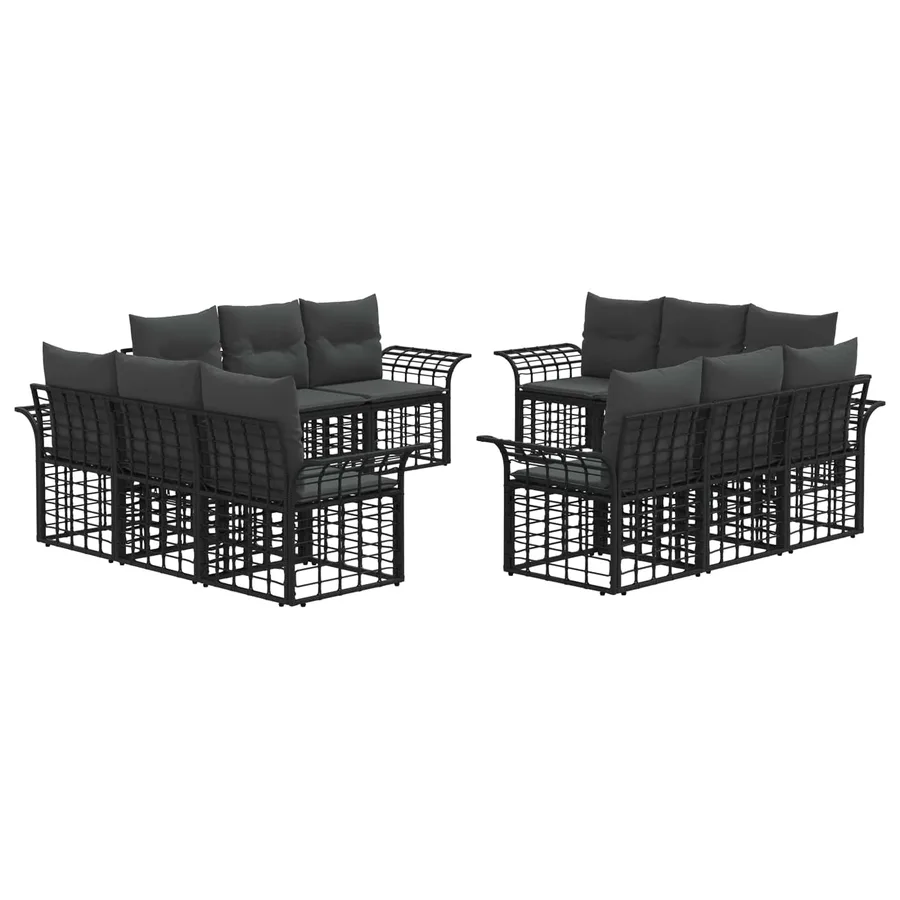 Ensemble de canapés d'extérieur 12 pcs Noir et Gris foncé - 2