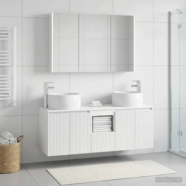 Ensemble d'armoire de salle de bain 4 pcs Blanc