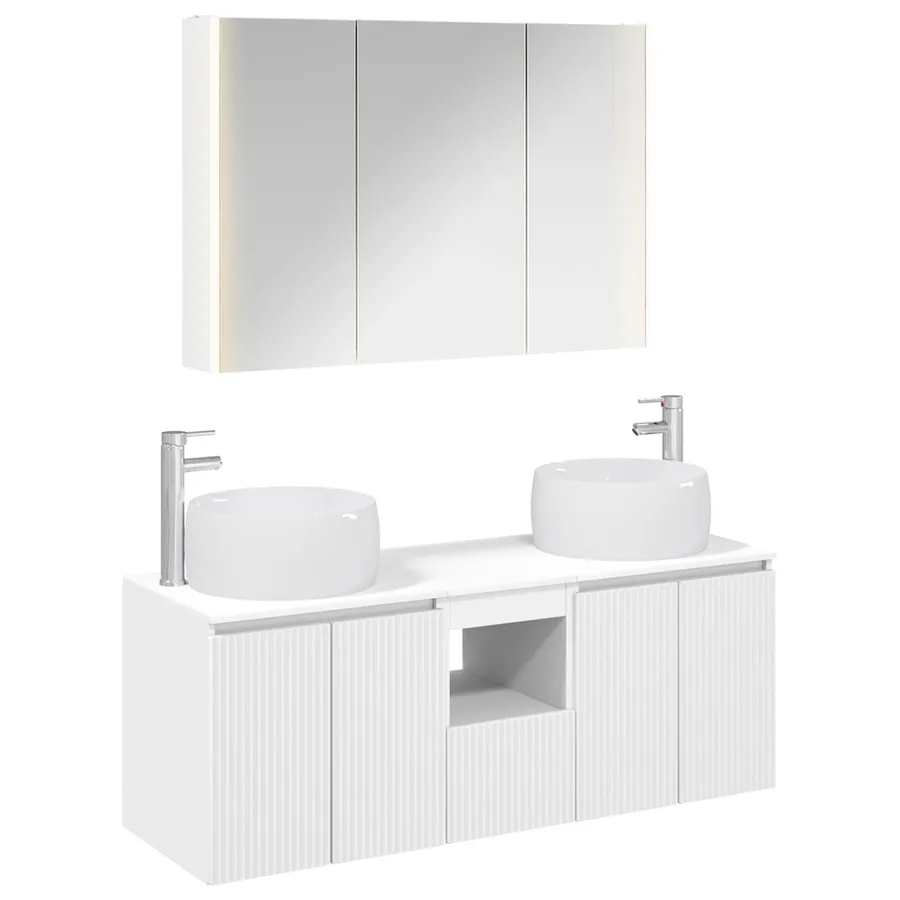 Ensemble d'armoire de salle de bain 4 pcs Blanc - 2