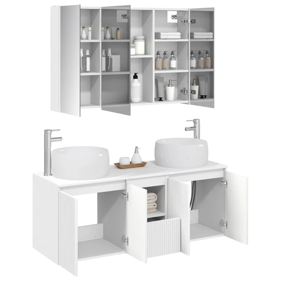 Ensemble d'armoire de salle de bain 4 pcs Blanc - 3