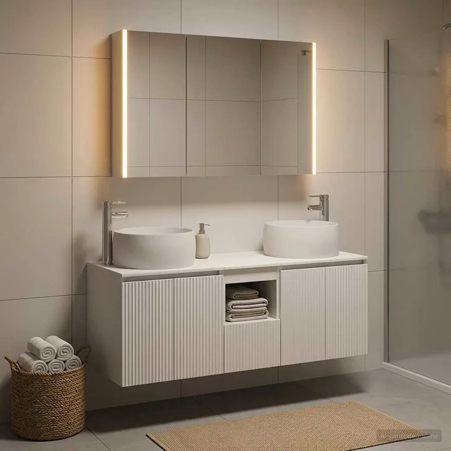 Ensemble d'armoire de salle de bain 4 pcs Blanc - 4