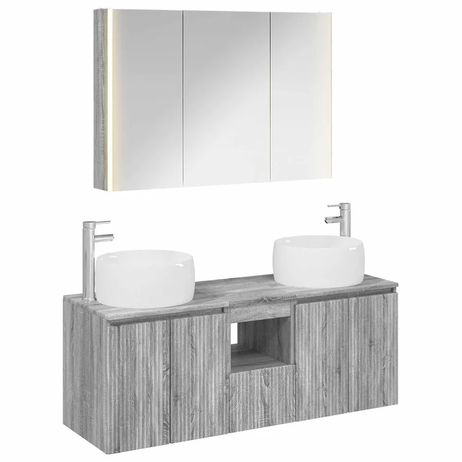 Ensemble d'armoire de salle de bain 4 pcs Sonoma gris - 2