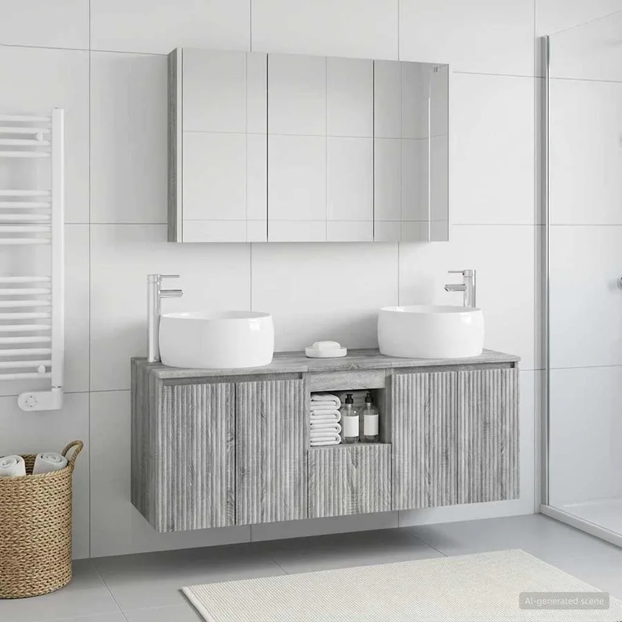 Ensemble d'armoire de salle de bain 4 pcs Sonoma gris - 4
