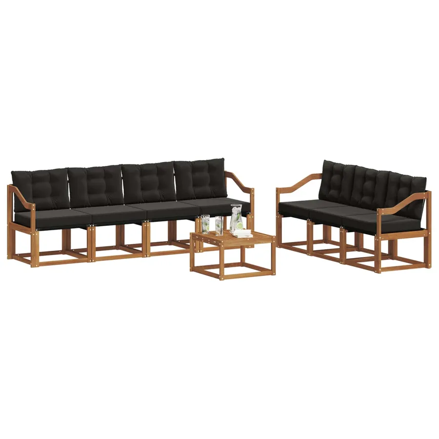 Ensemble de canapés d'extérieur 8 pcs Naturel et Noir - 3