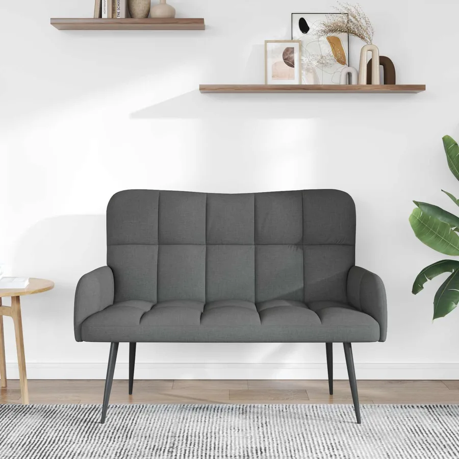 Sofa 2 places Gris foncé 115 x 61 x 87 cm Tissu - 3