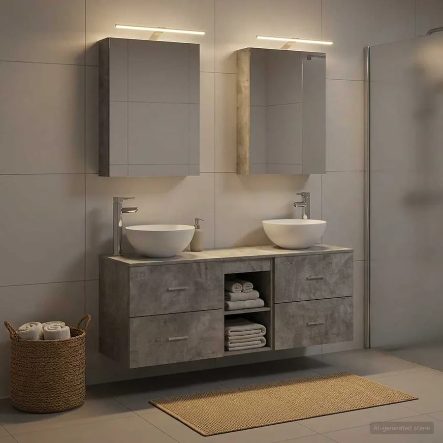 Ensemble de mobilier de salle de bain 5 pcs Gris béton