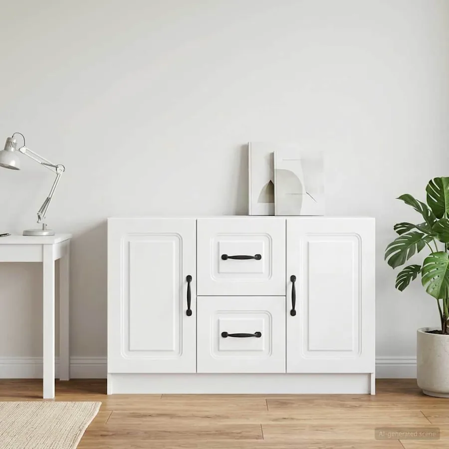 Buffet Blanc 89 x 34,5 x 57 cm Bois d'ingénierie