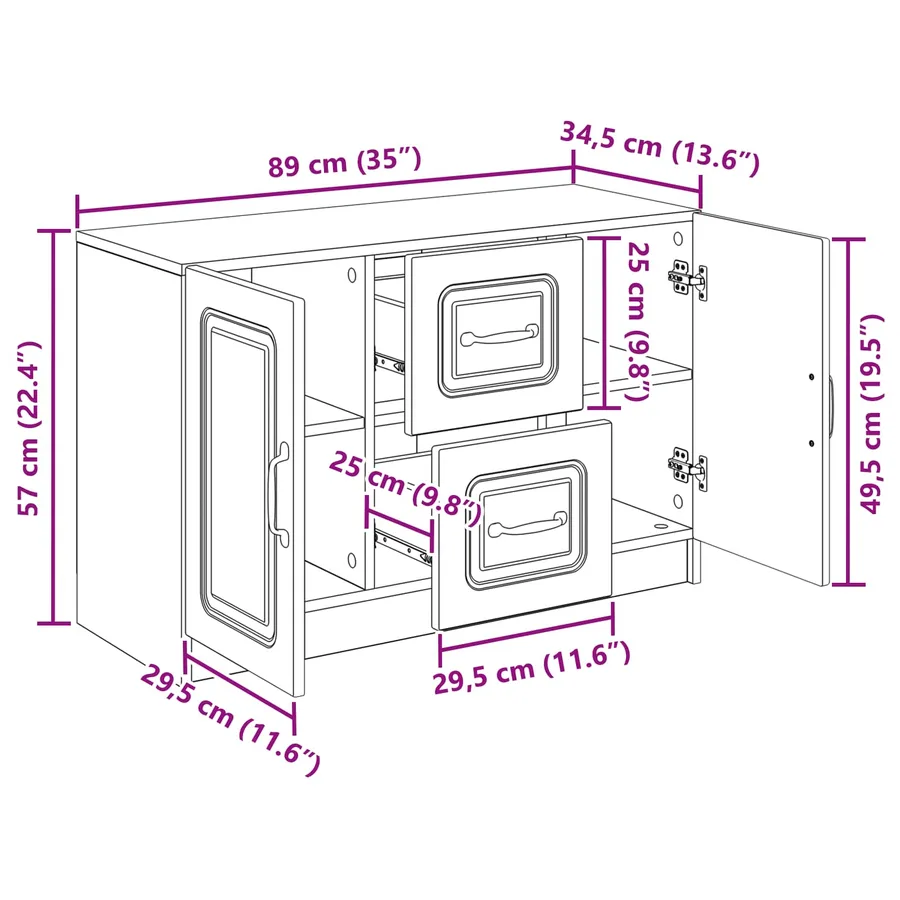 Buffet Blanc 89 x 34,5 x 57 cm Bois d'ingénierie - 8