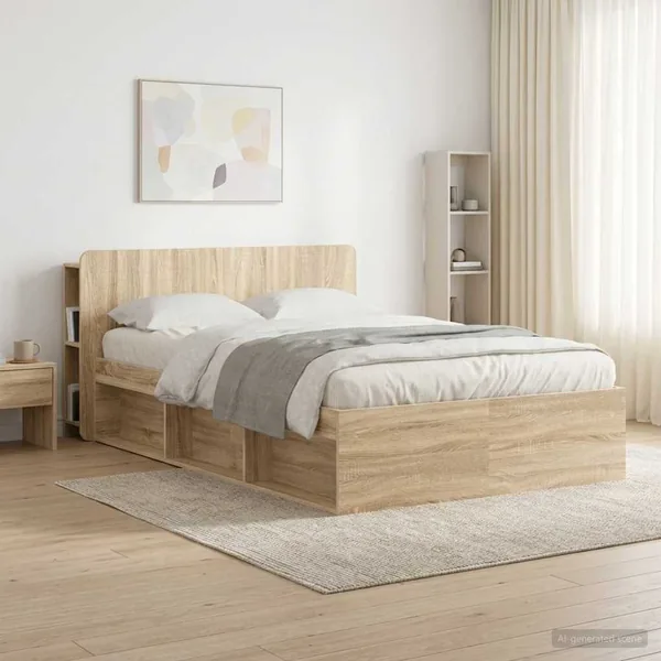 Cabinet de Tête de Lit avec stockage Sonoma Bois d'ingénierie