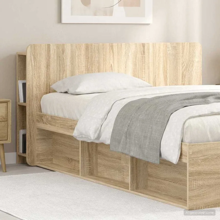 Cabinet de Tête de Lit avec stockage Sonoma Bois d'ingénierie - 4