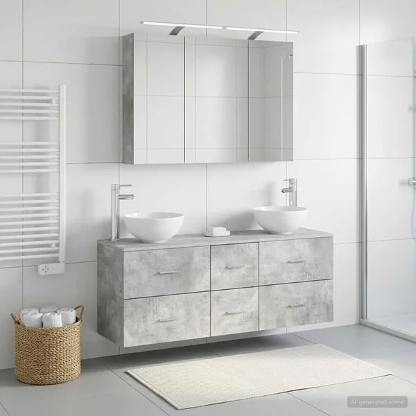 Ensemble de mobilier de salle de bain 4 pcs Gris béton