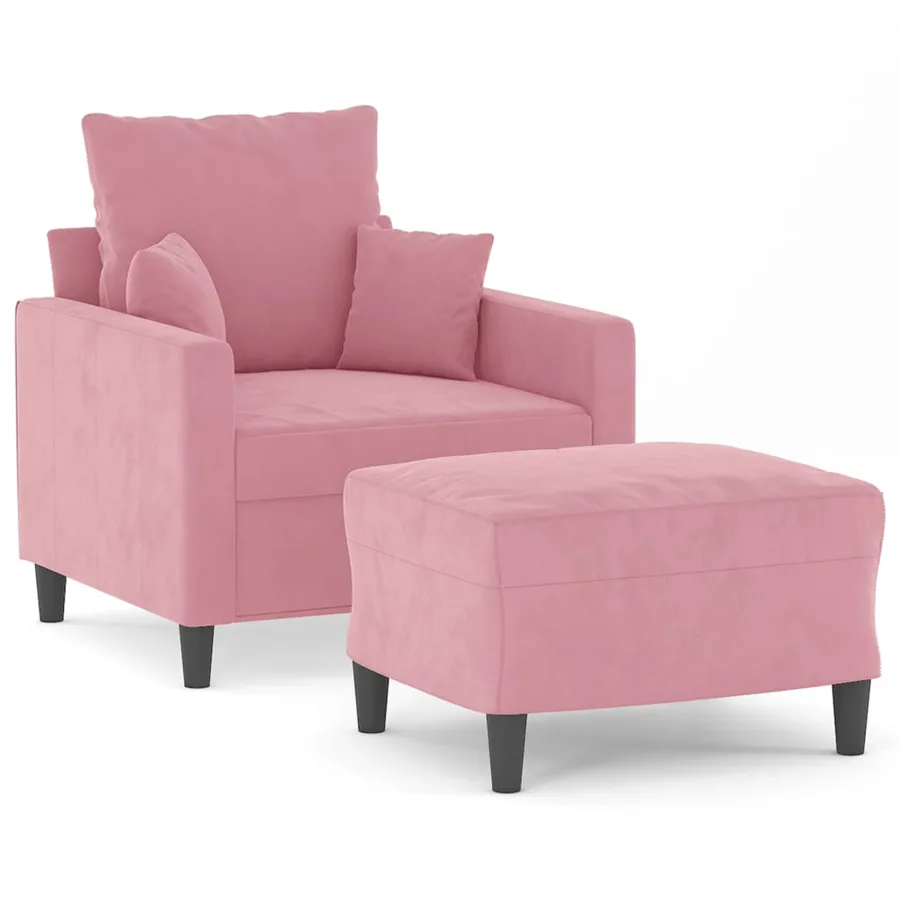 Fauteuil avec repose-pied Rose 60 cm Velours - 2
