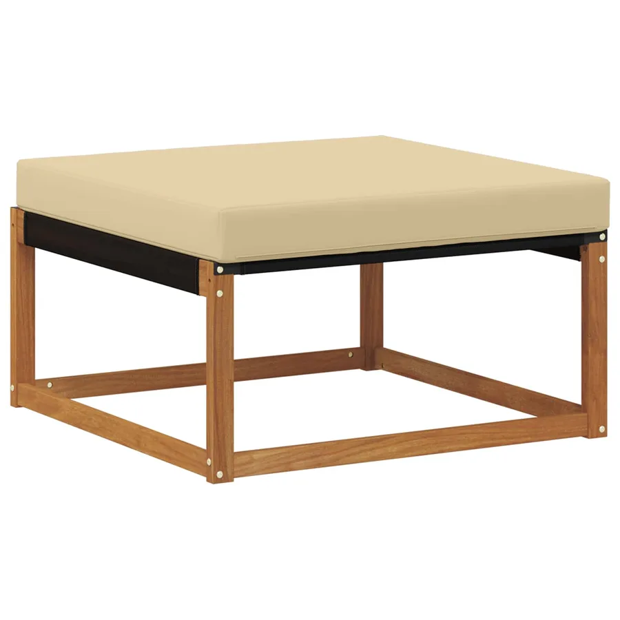 Hocker d'extérieur Bois d'acacia massif et Textilène Naturel - 6