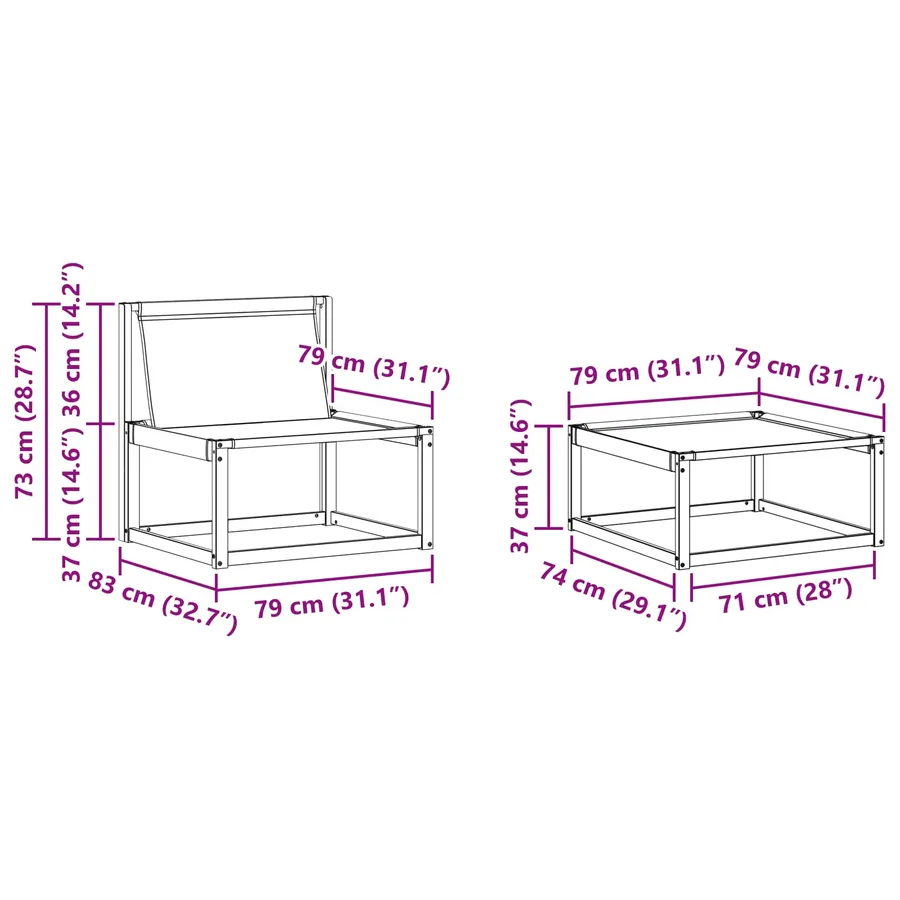 Ensemble de canapés d'extérieur 6 pcs Naturel et Beige - 12