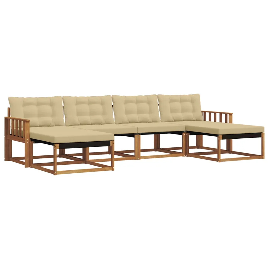 Ensemble de canapés d'extérieur 6 pcs Naturel et Beige - 2