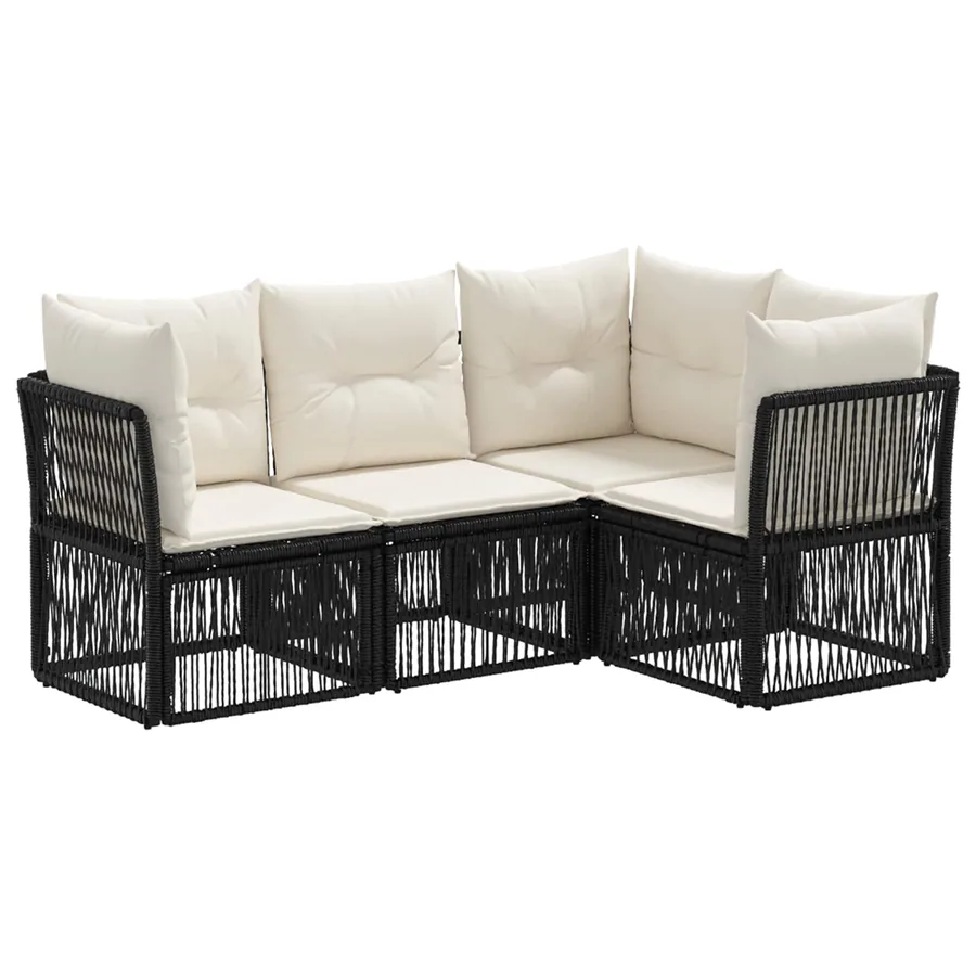 Ensemble de canapé de jardin 4 pcs Noir polyrotin
