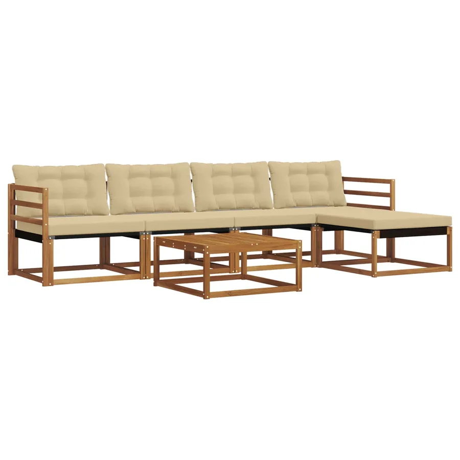 Ensemble de canapés d'extérieur 6 pcs Naturel et Beige - 2