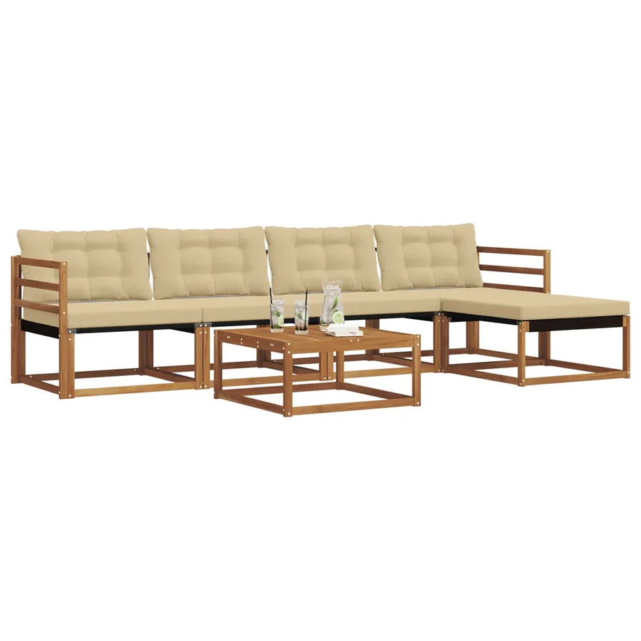 Ensemble de canapés d'extérieur 6 pcs Naturel et Beige - 3