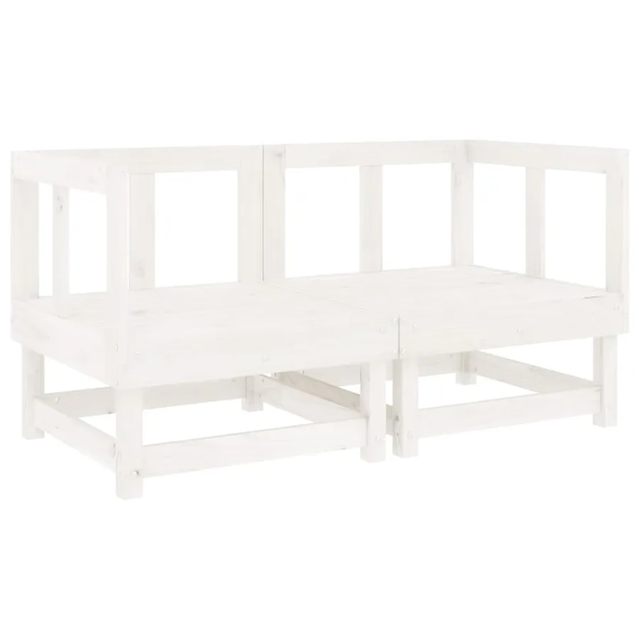 Salon de jardin 7 pcs Blanc Bois de pin massif - 3