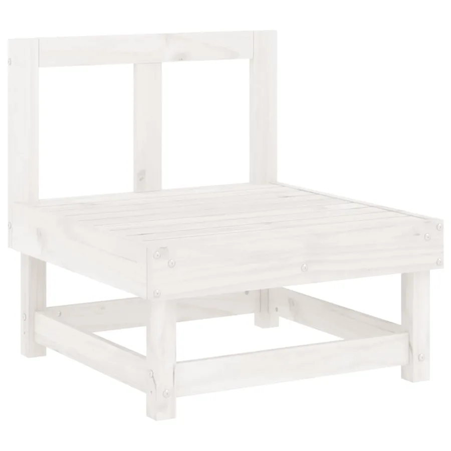 Salon de jardin 7 pcs Blanc Bois de pin massif - 4